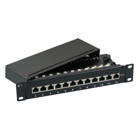 EFB 37737.12 Mini-Patchpanel STP 12xRJ45 Cat.6A, 10 1HE, RAL7035 grau