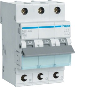 Hager MCS332 LS switch 3P 6kA C-32A QC QuickConnect 3M circuit breaker 3 polig 6kA C-characteristic 32A 3 modules