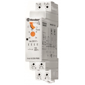 Finder 14618230P000 Treppenhaus-Lichtautomat mit Push-In-Klemmen, Vorwarn- u. Servicefunktion, 1 Schließer 10 A, für 230 V AC