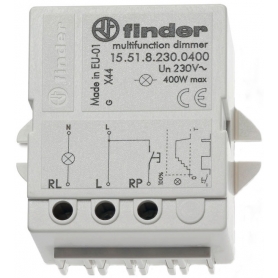 Finder 155182300400 Dimmer für Chassis- oder Dosenmontage, dimmt schrittweise, Memoryfunktion, max. 400 W, für 230 V AC