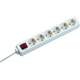 Bachmann SELLY 6xCEE7/3 weiß 1xSchalter Strom 1,5m CEE7/7 381.244S