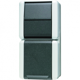 Jung 876 W SCHUKO-Steckdose, 16 A 250 V , Wippschalter, 10 AX 250 V , Universal Aus-Wechsel, Klappdeckel