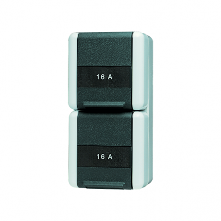 Jung 822 NAW SCHUKO-Steckdose, 2fach, 16 A, 250 V , 2 Schriftf., verdrahtet, 2 Leitungseinf.