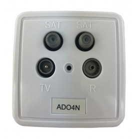 Televes ADO4N 4-fach TWIN-Stichleitungsdose, AP-R.+Platte rw 516110