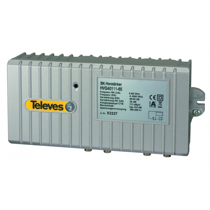 Televes Mastverstärker 535740 – 24 V, U+V+FM, 3 Eingänge/1 Ausgang, EasyF-Anschluss