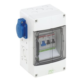 Spelsberg STV 502-K Steckdosenkombination, grau, Schutzart IP44, 4 TE, Schlagfestigkeit IK08, Schutzklasse II, Bemessungsisolati