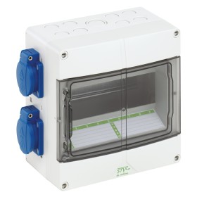 Spelsberg STV 904-S Steckdosenkombination, grau, Schutzart IP44, Schlagfestigkeit IK08, Schutzklasse II, Bemessungsisolationsspa