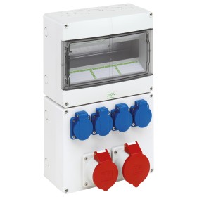 Spelsberg STV 1224-S Steckdosenkombination, grau, Schutzart IP44, 12 TE, Schlagfestigkeit IK08, Schutzklasse II, Bemessungsisola